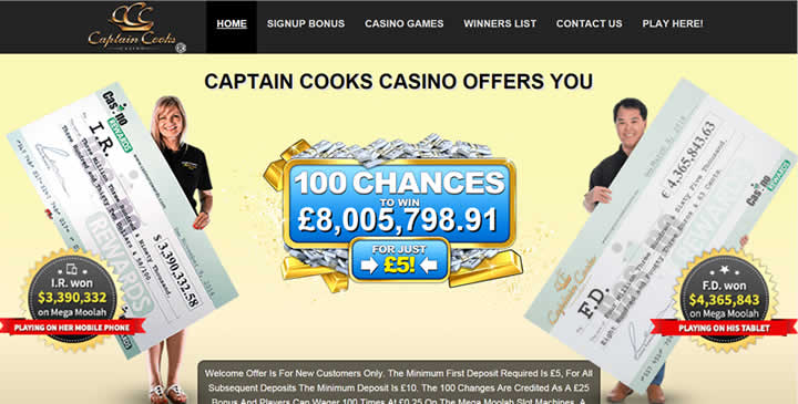Captain Cooks and slot machines.